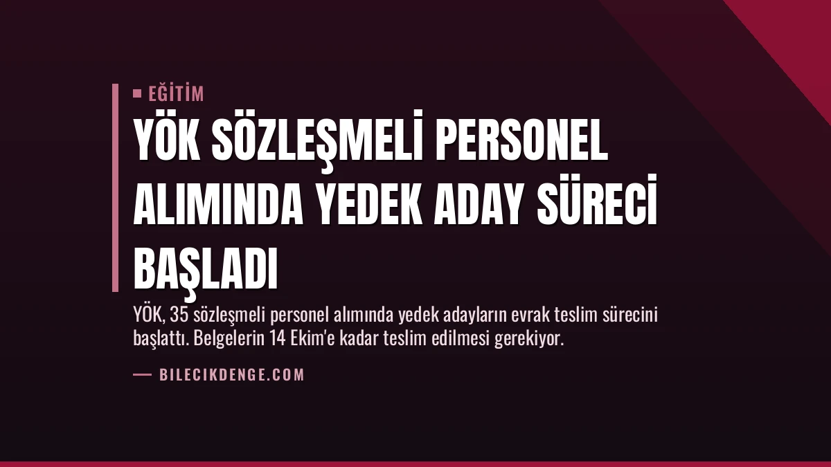 YÖK Sözleşmeli Personel Alımında Yedek Aday Süreci Başladı